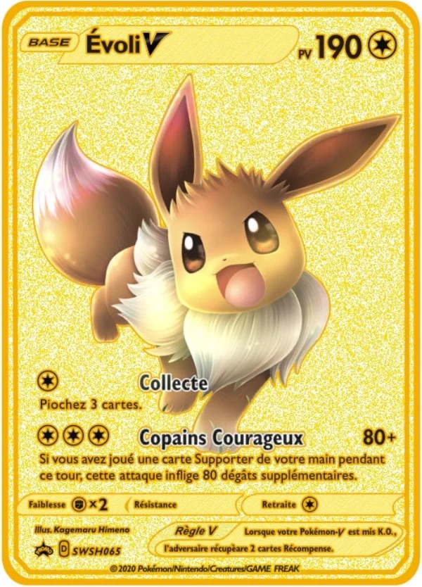 Carte Gold en Métal Pokémon Évoli • La Pokémon Boutique